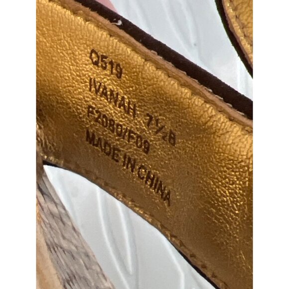 Coach Ivanah Snake Print Pumps Women 7.5 Peep Toe Beige Brown Animal Print Chic - Picture 8 of 11